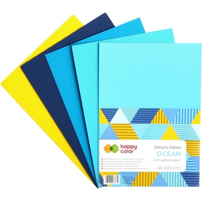 HAPPY COLOR lepenka vlnitá A4 5l 5 farieb OCEAN