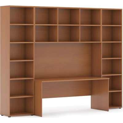 Zostavy knižníc INTEGRO so stolom, vyššie, 2950x700/400x2300 mm, čerešňa