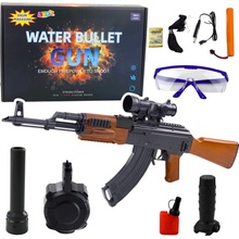 LeanToys Puška AK pro vodní kuličky, hydrogelové mířidla, příslušenství, brýle 96 cm, LEAN Toys