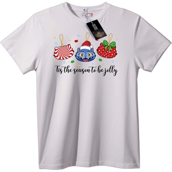 NOONEBRAND Тениска Коледно Коте Весело - XL, White