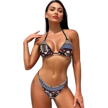 Image 1 of Дамски бански в черно с цветни фигури