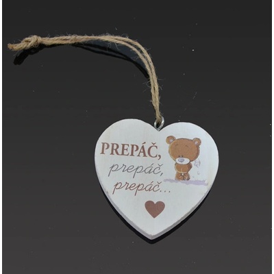 Tabuľka drevená srdce 7cm Prepáč