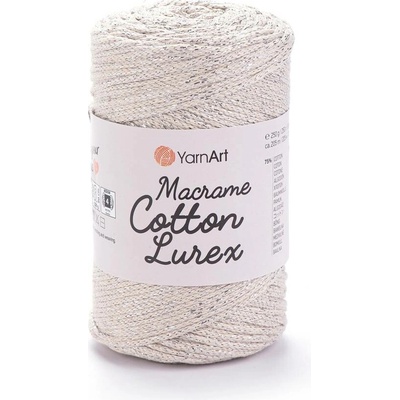 Yarn Art Macrame Cotton Lurex 725 béžová se stříbrnou nitkou