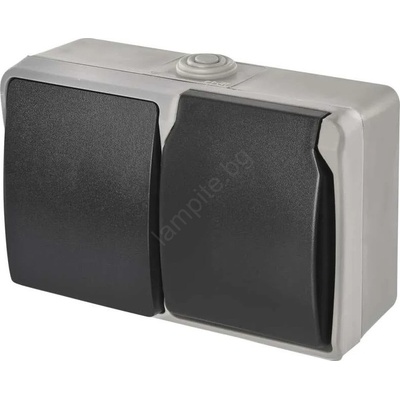 EMOS Домашен превключвател №6 с контакт 250v/16a ip44 сив (ems1313)