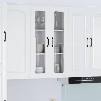 vidaXL Стенен стъклен шкаф PORTO Лъскаво бяло 60 x 31 x 100 см (885529)