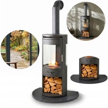 Oko volně stojící bio krb 80 x 159,5 x 57,4 cm šedý