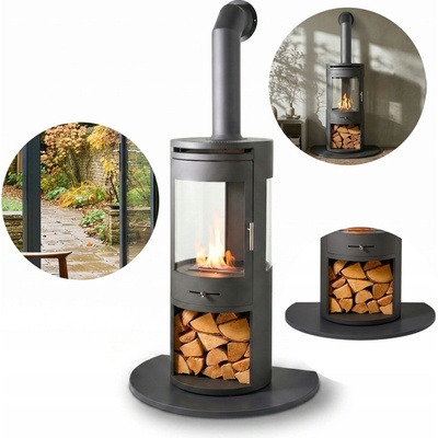 Oko volně stojící bio krb 80 x 159,5 x 57,4 cm šedý