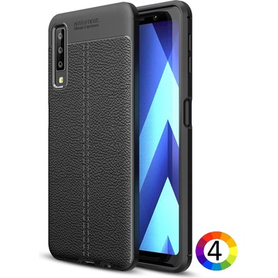 Samsung Galaxy A7 2018 Удароустойчив Litchi Skin Калъф и Протектор