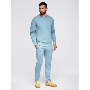 Ombre Clothing Мъжки спортен костюм суитшърт с кръгло деколте + панталони regular fit - светло синьо V7 Z122 Ombre Clothing Ombre Clothing | Sin | МЪЖЕ | S