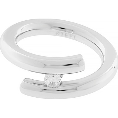 MPM Dámský ocelový nerezový prsten se zirkonem 6503 stříbrné barvy