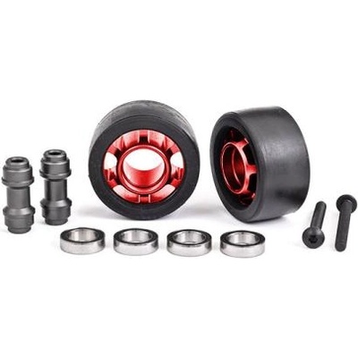 Traxxas колело за wheelie комплект алуминиево червено анодирано (2)