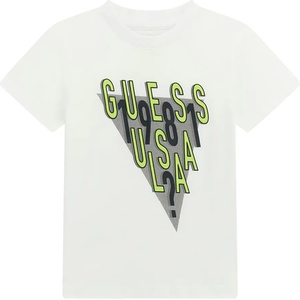 GUESS Бяла тениска за мини момче с контрастни надписи Guess