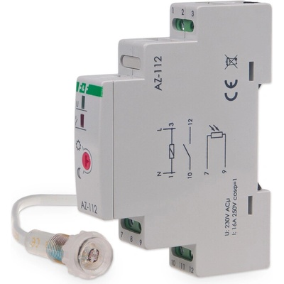 F&F Spínač súmrakový s externým čidlom, DIN, 16A, 230V AC, 1mod + čidlo, IP65