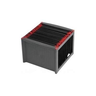 BOX NA ZÁVESNÉ ZAKLADACIE DOSKY, PLASTOVÝ, HELIT, ČIERNY - ČERVENÝ