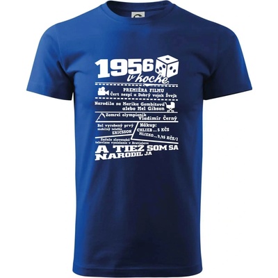 1956 v kocke tričko kráľovská modrá