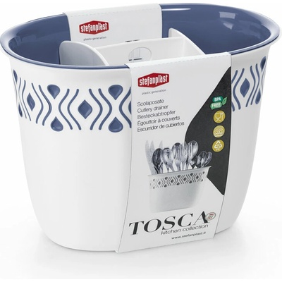 STEFANPLAST Odkapávač na příbory Tosca bílý/modrý
