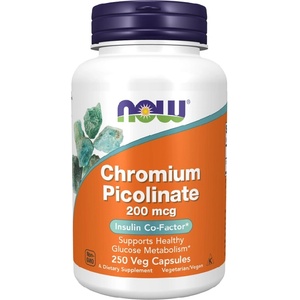 NOW NOW Chromium Picolinate 200mcg, 250 Veg Capsules