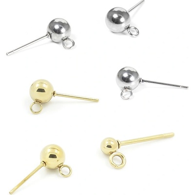 Puzety s kuličkou Chirurgická ocel - 1Ks+B - 4mm / 316L / Nerez SL / 100Ks