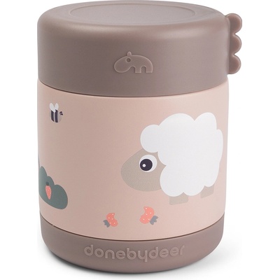 Done By Deer Dětská termonádoba Tiny Farm růžová 300 ml