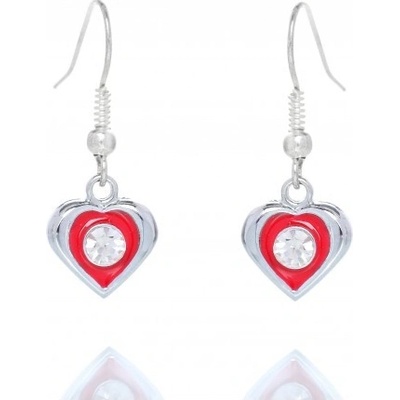 Prosperk náušnice srdíčka s krystalkem S0717