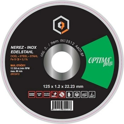 Optima profi Řezný kotouč 125 x 1.2 mm IN12512