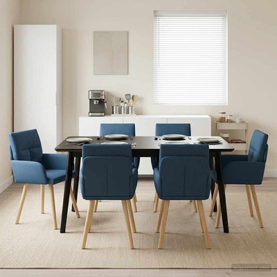vidaXL Обедени столове 6 pcs Текстил Синьо 60 x 56 x 96 см (3428372)