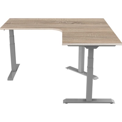 Delso Rohový výškovo nastaviteľný stôl Shaper 130 x 160 cm ľavý, dub sonoma / sivá