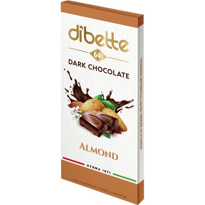 Diabette Choco Horká čokoláda s fruktózou plnená krémom s mandľovou príchuťou 80 g