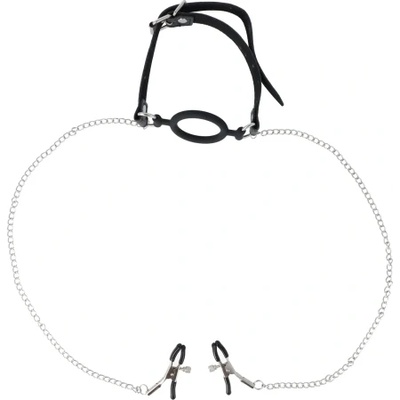 Virgite Ринг за уста с щипки за зърна Nipple Clamps Jewels