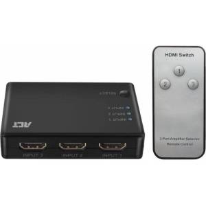 ACT 3 портов HDMI суич ACT AC7845, 4K@60Hz, USB, Дистанционно, Черен (EWENT-ACT-SPLIT-AC7845) - hits