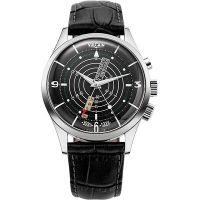 Vulcain Nautical Black White Luminova Black Alligator