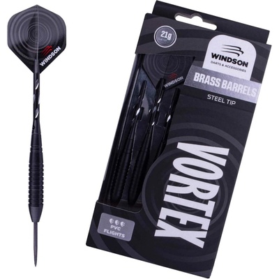 Mosadzný set šípok s kovovými hrotmi Windson VORTEX 21 G BRASS SET čierna