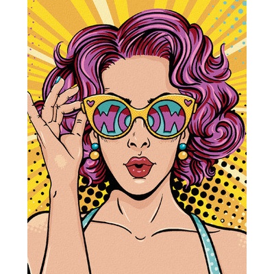 Zuty Malování podle čísel POP ART ŽENA S RŮŽOVÝMI VLASY