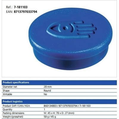 Legamaster Magnet 20 mm modrý 10 ks