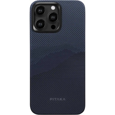PITAKA MagEZ 4 1500D Star Peak Aramid Fiber MagSafe Case - кевларен кейс с MagSafe за iPhone 15 Pro (син)