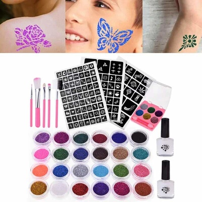 JOKO Detské Tetovacie štúdio Tetovanie trblietky veľká sada 24 farieb 120 vzorov