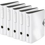 Leitz quality folder 180° Active Solid, pack of 5, A4, wide, rounded spine, 8.2 cm wide, elastic band closure, light polyfoam, plastic folder, white, 10471001 - 10471001-5 (10471001-5)