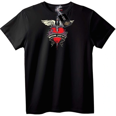 NOONEBRAND Тениска Bon Jovi Сърце & Меч - 4XL, Black
