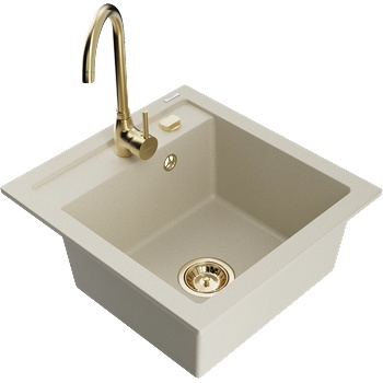 Mexen Vito гранитна мивка с 1 отделение и кухненски смесител Telma, бежов - 6503-69-670200-50 (6503-69-670200-50)
