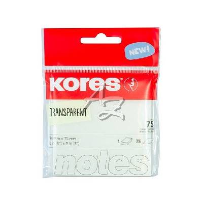 samolepicí bloček Kores 75x75mm /100ks transparentní