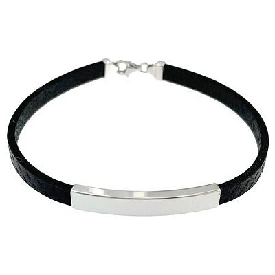 Infinitysilver kožený vzorovaný náramek s destičkou SB19027421