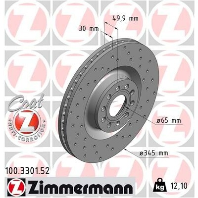 Brzdový kotúč ZIMMERMANN 100.3301.52 (100330152)