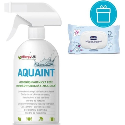 Chicco obrúsky vlhčené 3 x 72 ks + Aquaint 500 ml darčeková sada