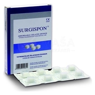 Surgispon Dental Vstrebateľná hemostatická špongia 10 x 10 x 10 mm 32 želatínových kociek