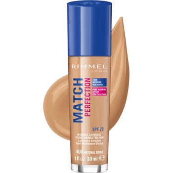 Rimmel Match Perfection 400 natural beige make-up na tvár SPF 11-20 30 ml