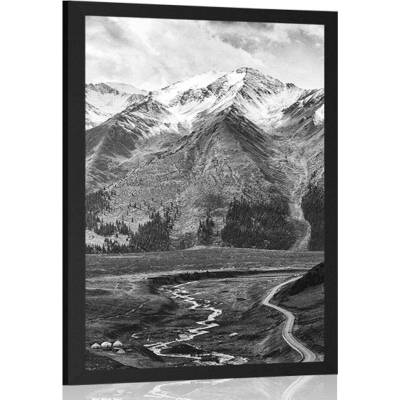 Plakát nádherné horské panorama v černobílém provedení - 40x60 silver
