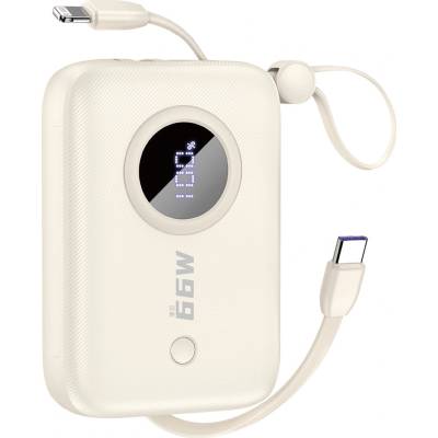 Dudao K14 Power Bank 10000mAh Вградени кабели Бежов (DDA347) (DDA347)