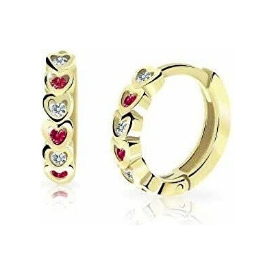 Cutie Jewellery detské kruhové náušnice zo žltého zlata C3339-80-X-1 červená