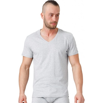 Pánské jednobarevné tričko krátkým rukávem HOTBERG melír šedá