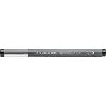 STAEDTLER black pigment liner, line width 0.4 mm, indelible pigment ink, long metal tip, long service life, 10 fineliners in a cardboard case, 308 04-9 (308 04-9 VE)